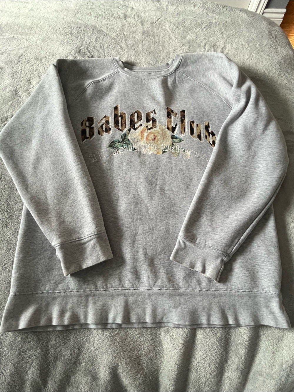 Brunette The Label Gray 'Babes Club' Floral Crewneck Sweatshirt